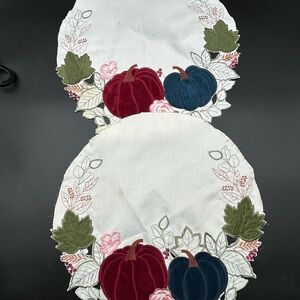Cutwork Embroidered Velvet Pumpkin placemats or doily, fall, thanksgiving